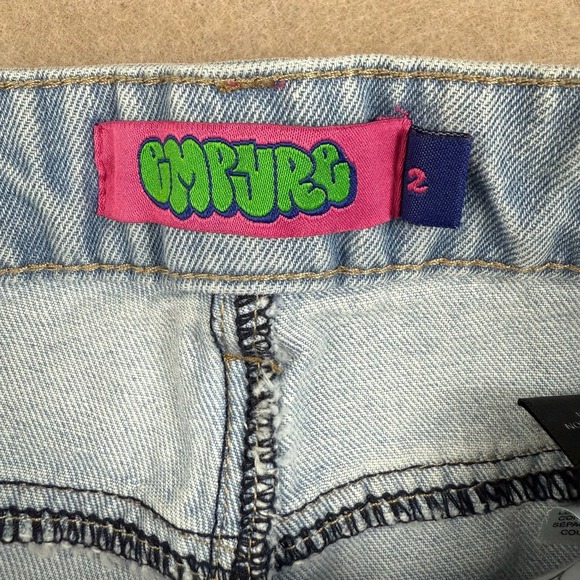 Y2K Empyre Jeans‎ Men's 2 Blue Baggy Distressed Graffiti Patch Mid Rise Denim - Picture 4 of 13